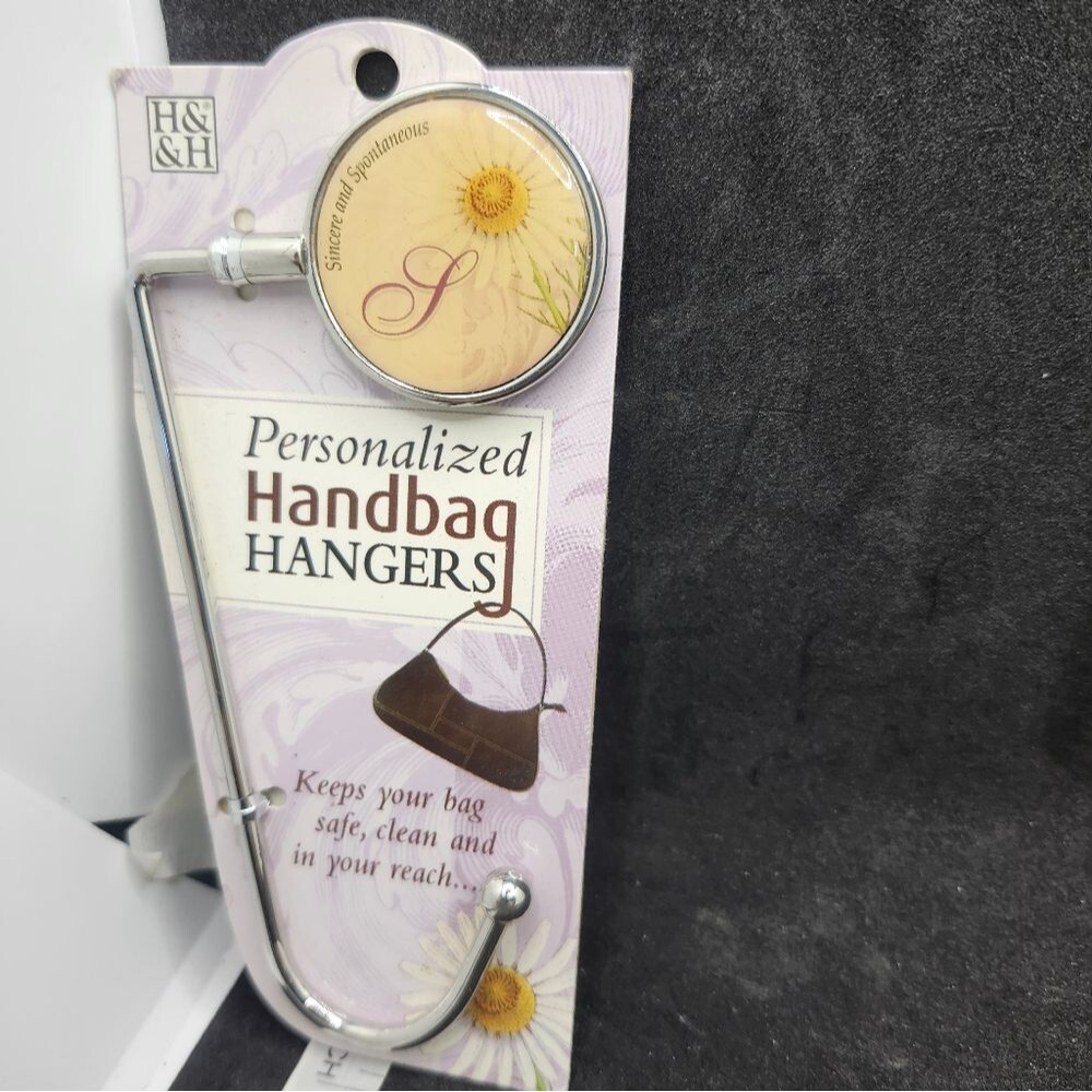 H&H Letter “S” Personalized Handbag Hanger – Floral Purse Hook – Monogram Handba